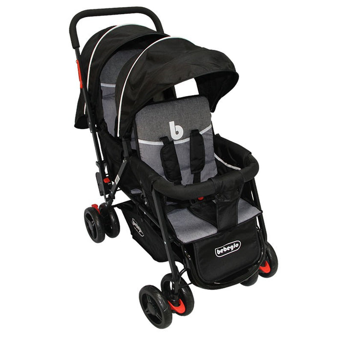 Coche Doble Duo Prix Bebeglo Negro/Gris