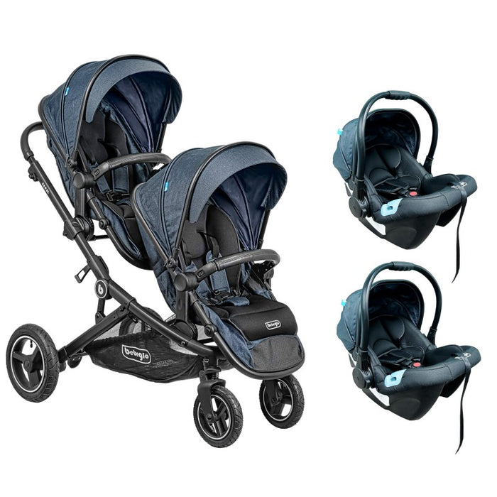 Coche Doble Travel System Bebeglo Dueto  Gris