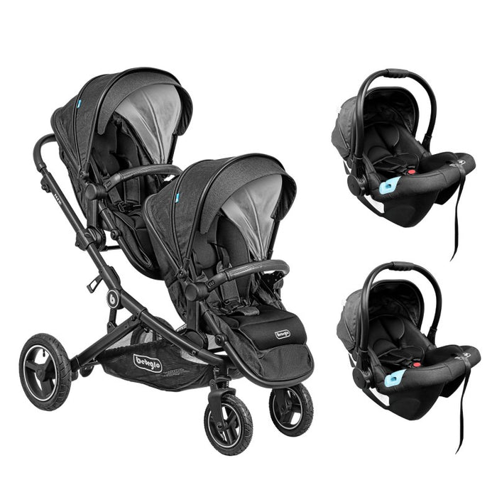 Coche Doble Travel System Bebeglo Dueto Negro