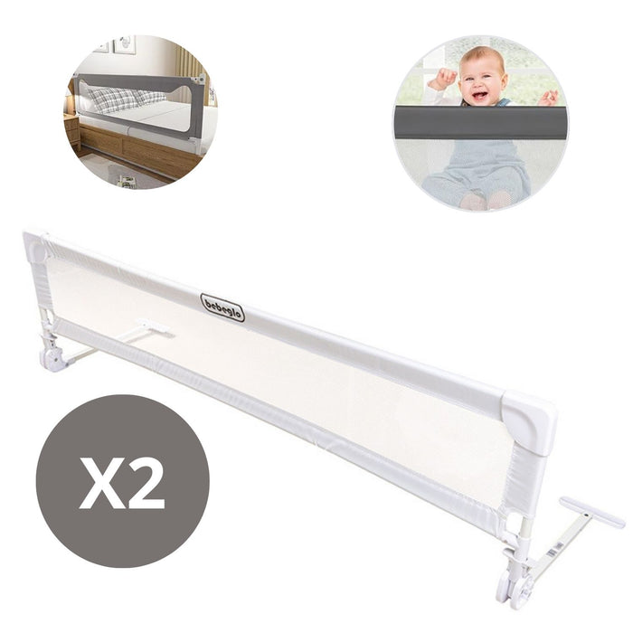 PACK X 2 - Baranda De Cama Segura Extra Larga Box Spring 150x52cm RS-80052-4 Gris
