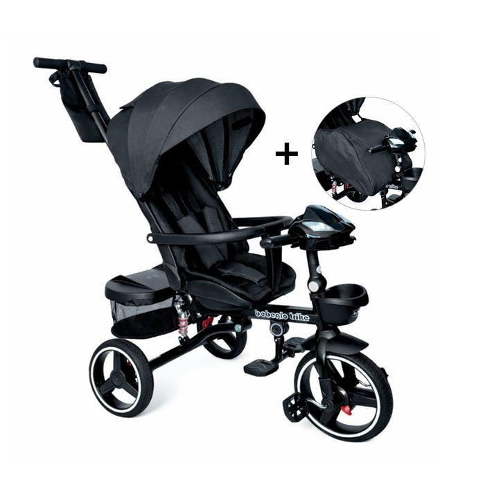 TRICICLO BEBEGLO TRIKE PLUS CON COBERTOR NEGRO RS-4090-5 MULTIETAPAS