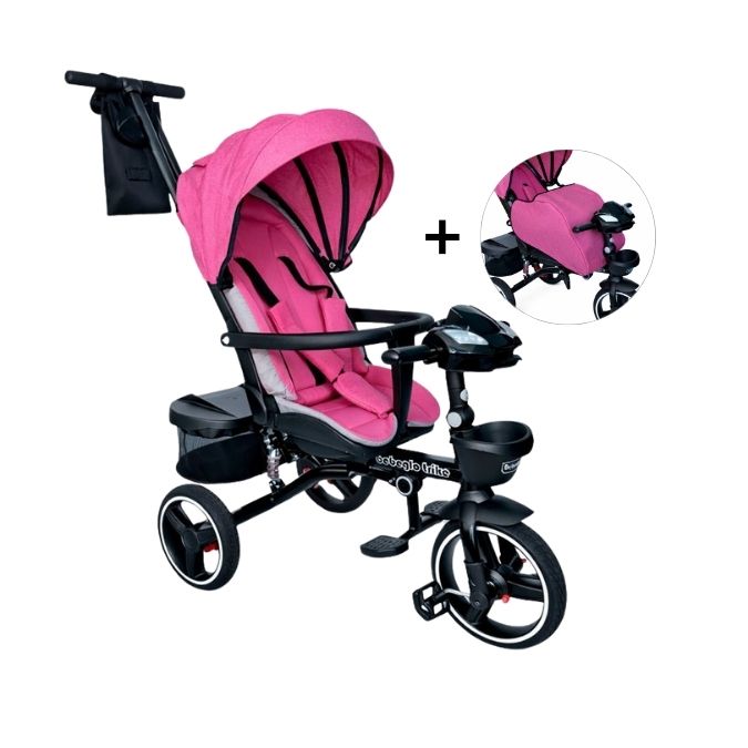 TRICICLO TRIKE PLUS CON COBERTOR MULTIETAPAS RS-4090-6 FUCSIA