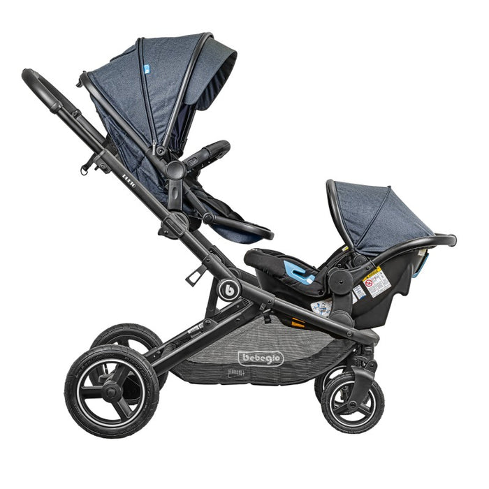 Coche Doble Travel System Bebeglo Dueto  Gris