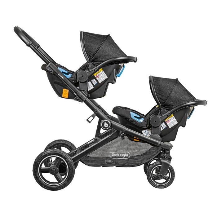 Coche Doble Travel System Bebeglo Dueto Negro