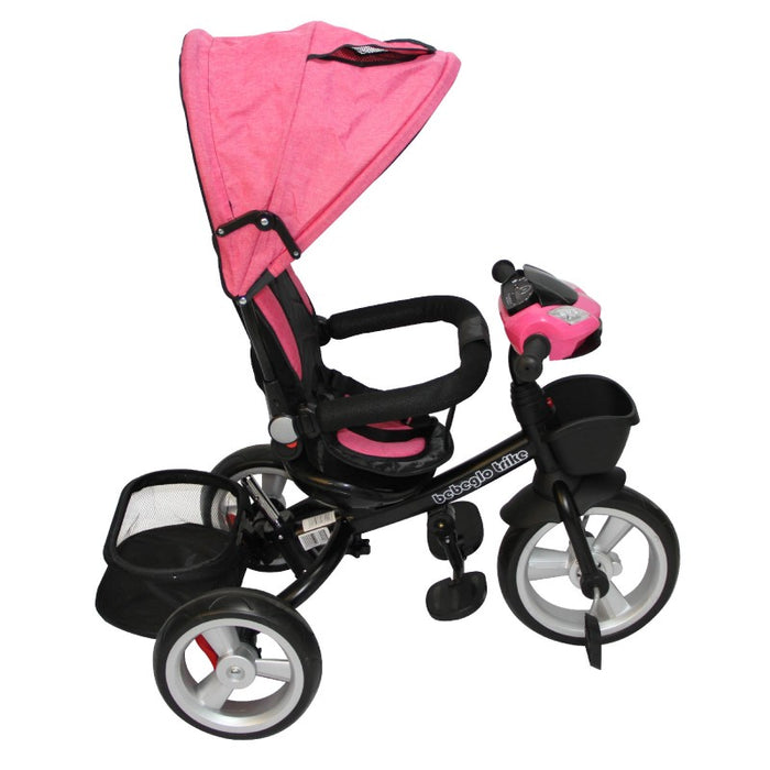 Triciclo Paseo Reversible con Bluetooth Bebeglo RS-4080-2 Fucsia