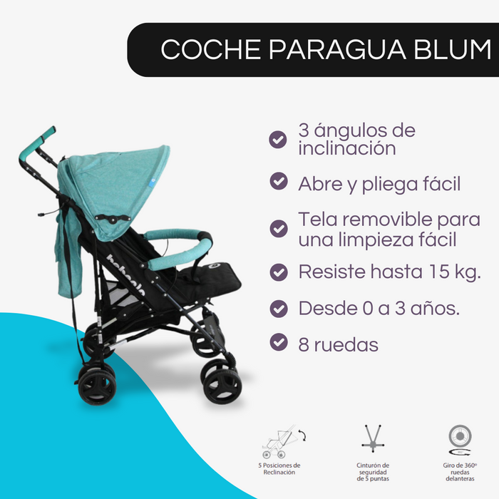 Coche Paragua Blum Bebeglo RS-1395L-3 Turquesa