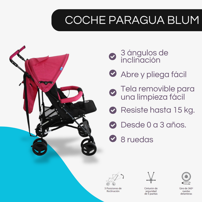 Coche Paragua Blum Bebeglo RS-1395L-2 Fucsia