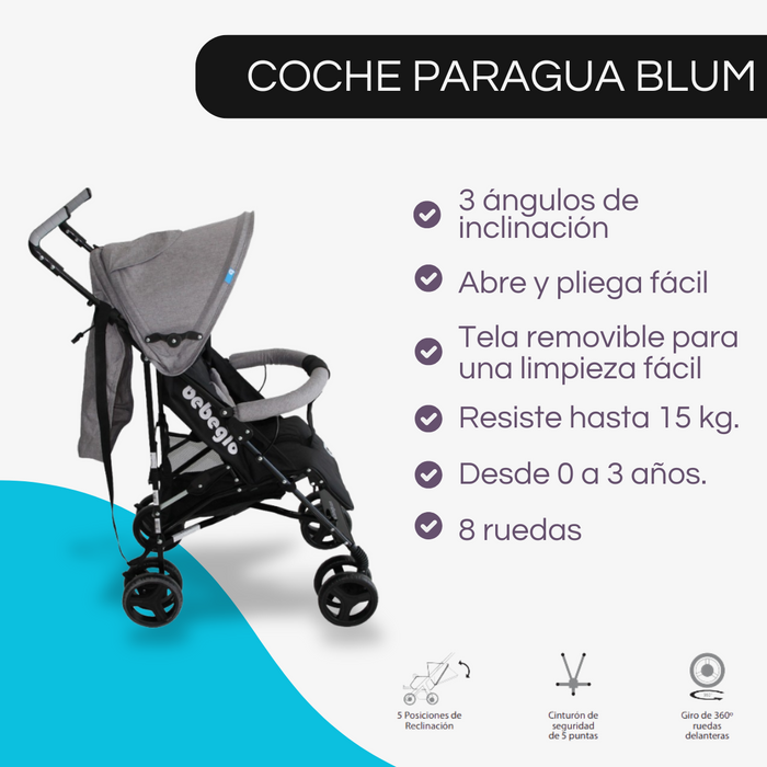 Coche Paragua Blum Bebeglo RS-1395L-4 Gris