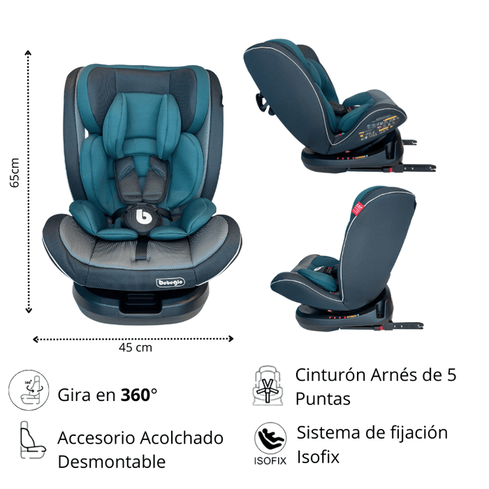 Silla De Auto Multi Etapa Isofix Bebeglo RS-3840-4 Gris Verde