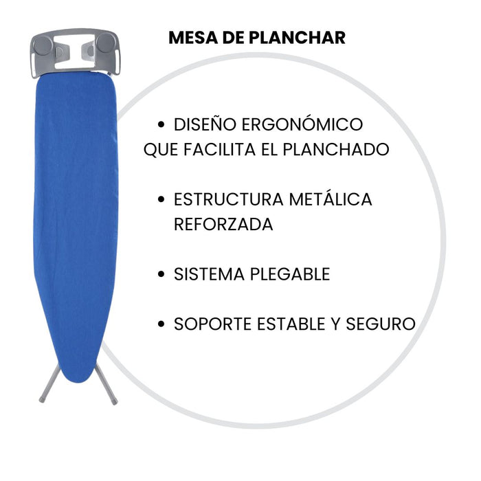 MESA DE PLANCHAR ERGONÓMICA AZUL PT-4315HT-22