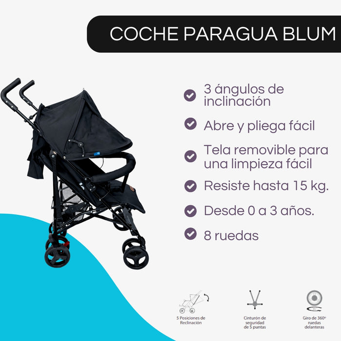 Coche Paragua Blum Bebeglo RS-1395L-5 Negro