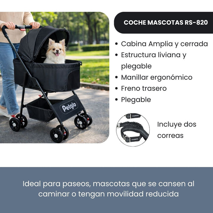 Coche Para Mascotas Petglo RS-820-4 Color Negro