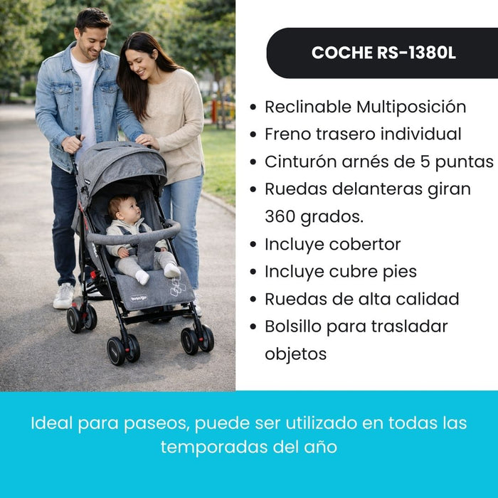 Coche Paseo Bebeglo RS-1380L-9 Gris