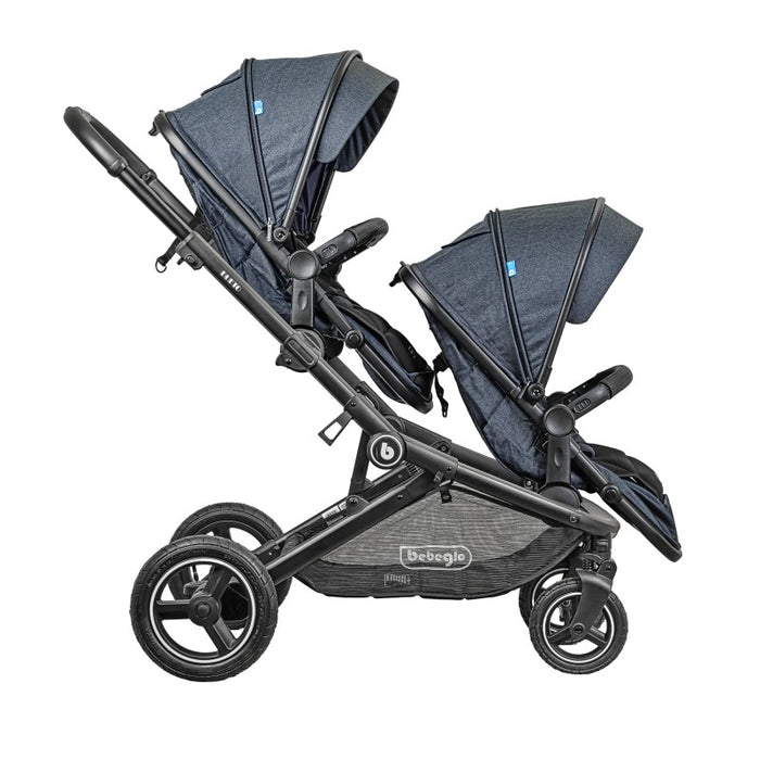 Coche Doble Travel System Bebeglo Dueto  Gris