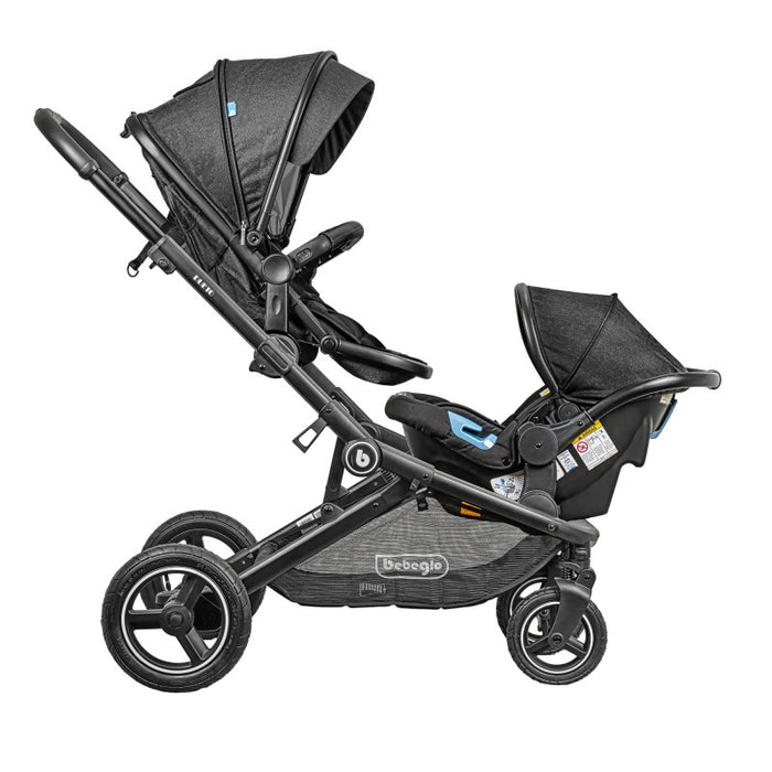 Coche Doble Travel System Bebeglo Dueto Negro