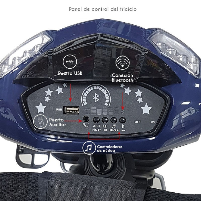 Triciclo Paseo Reversible con Bluetooth Bebeglo  RS-4080-1 Azul