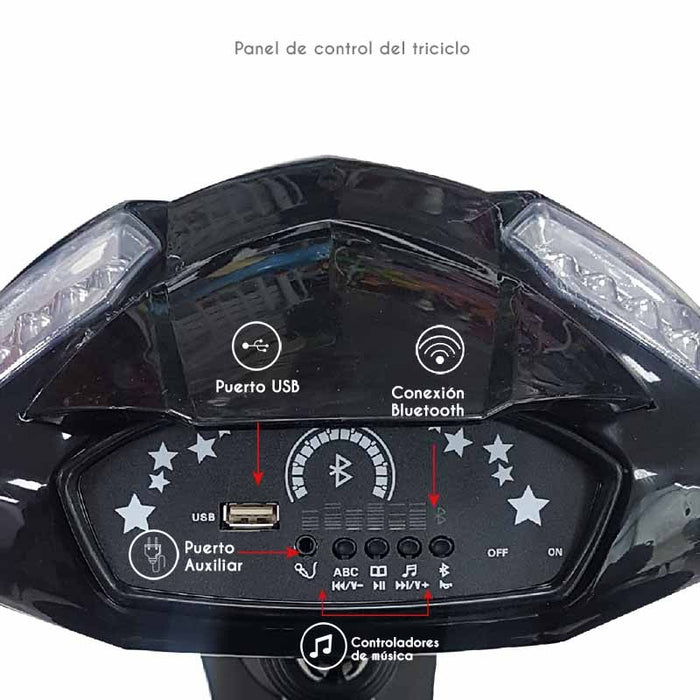 Triciclo Paseo Reversible con Bluetooth Bebeglo St RS-4080-4 Negro