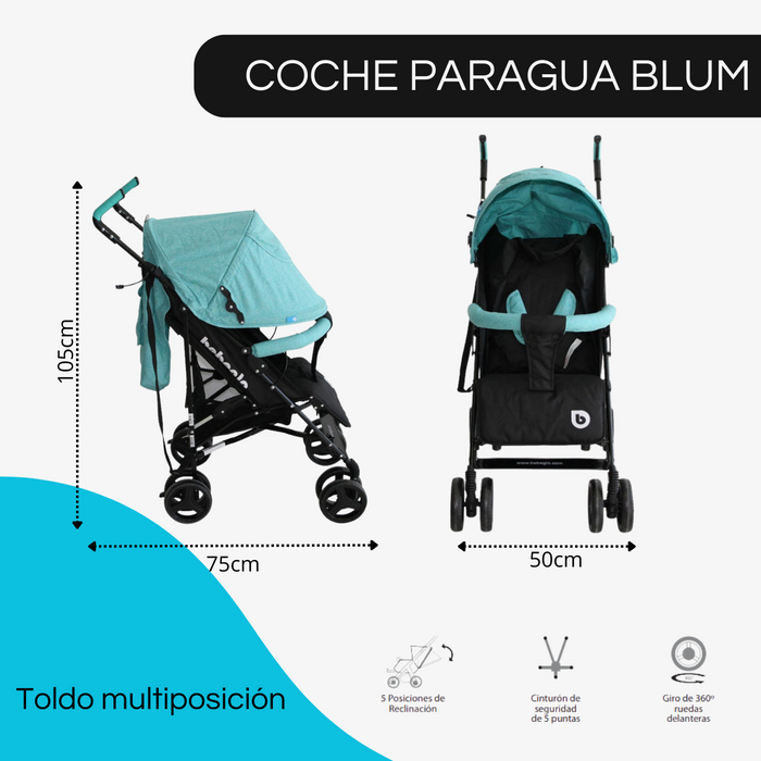 Coche Paragua Blum Bebeglo RS-1395L-3 Turquesa