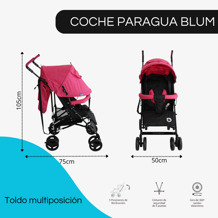 Coche Paragua Blum Bebeglo RS-1395L-2 Fucsia