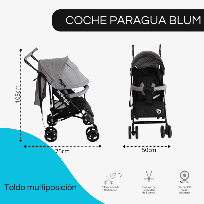 Coche Paragua Blum Bebeglo RS-1395L-4 Gris