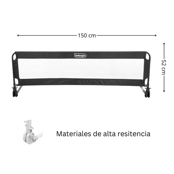 Baranda De Cama Segura Extra Larga Box Spring 150x52cm RS-80052-3 Negro
