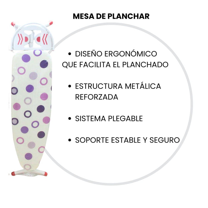 CÓMODA MESA DE PLANCHAR ERGONÓMICA CIRCULOS