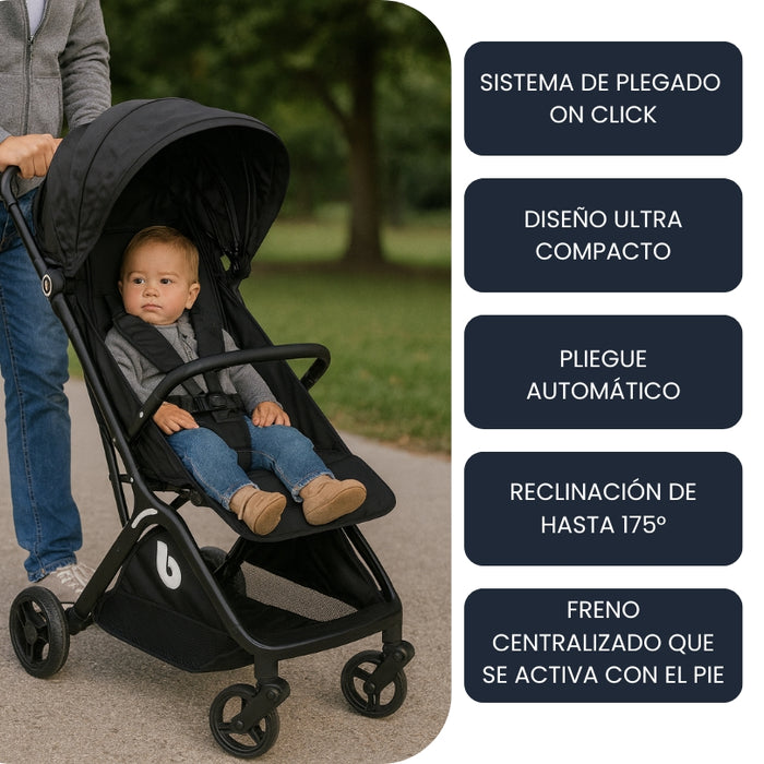 COCHE DE PASEO BEBÉ ULTRA COMPACTO AUTOMÁTICO LIVIANO BEBEGLO COMPACT STROLLER RS-1337-1