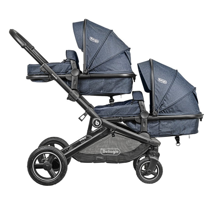 Coche Doble Travel System Bebeglo Dueto  Gris