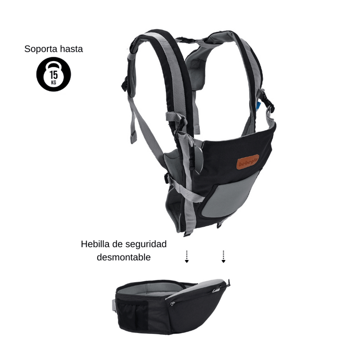Canguro Porta Bebés Múltiples Etapas Bebeglo RS-80180-2 Negro