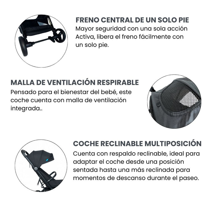 COCHE DE PASEO BEBÉ ULTRA COMPACTO AUTOMÁTICO LIVIANO BEBEGLO COMPACT STROLLER RS-1337-1