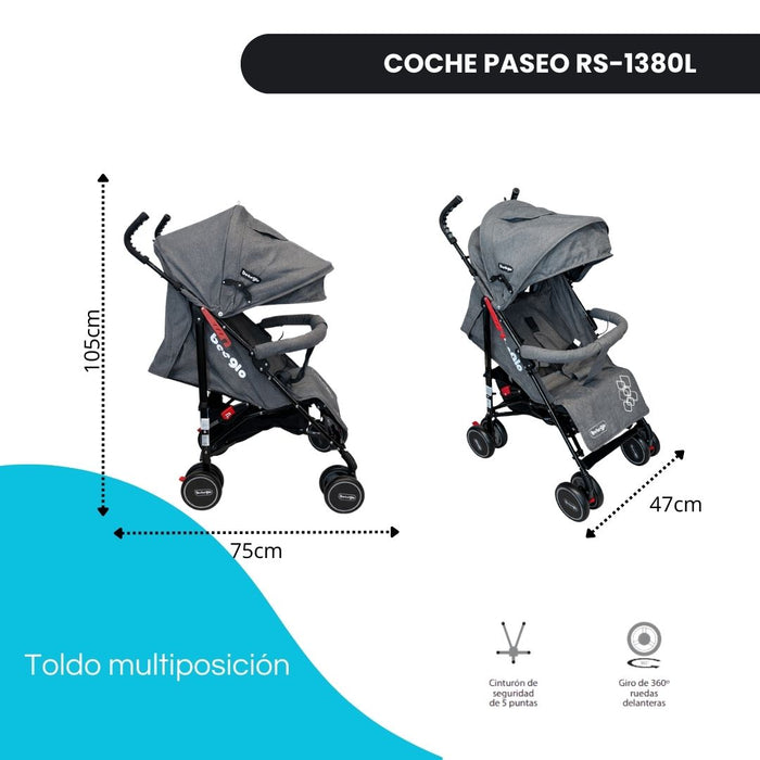 Coche Paseo Bebeglo RS-1380L-9 Gris