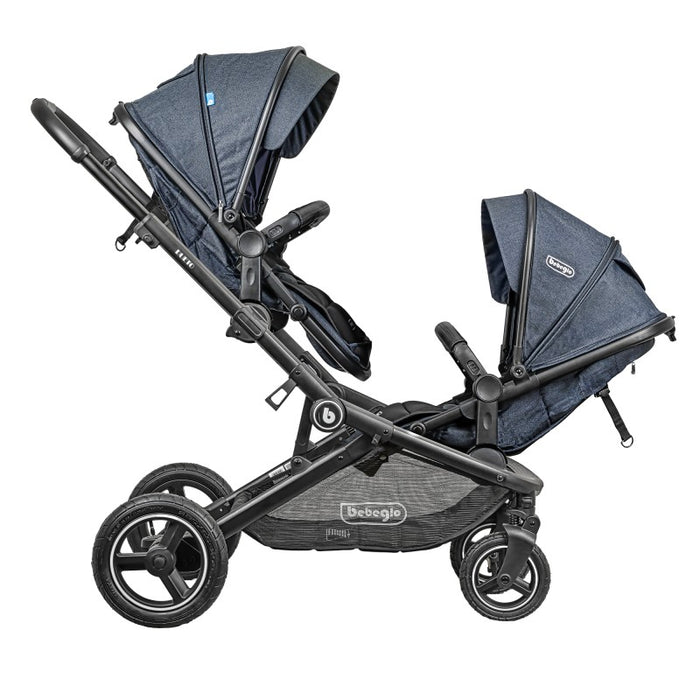 Coche Doble Travel System Bebeglo Dueto  Gris