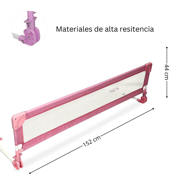 Baranda De  Seguridad Bebe para Cama 152X44 Rosada RS-80020