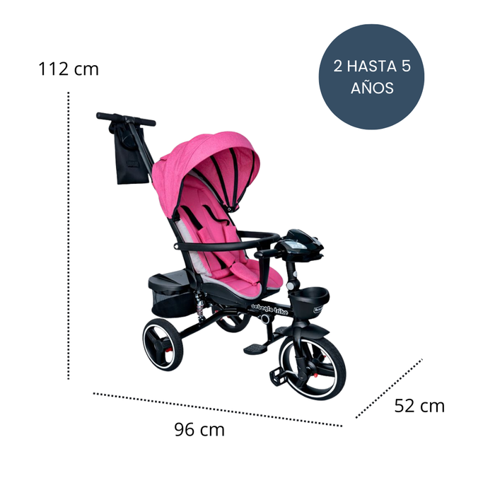 TRICICLO TRIKE PLUS CON COBERTOR MULTIETAPAS RS-4090-6 FUCSIA