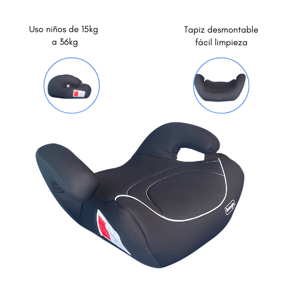 Cómodo Alzador Infantil para Auto Bebeglo RS-3060-4 Negro