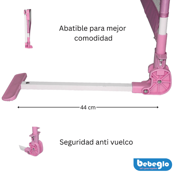 Baranda De  Seguridad Bebe para Cama 152X44 Rosada RS-80020