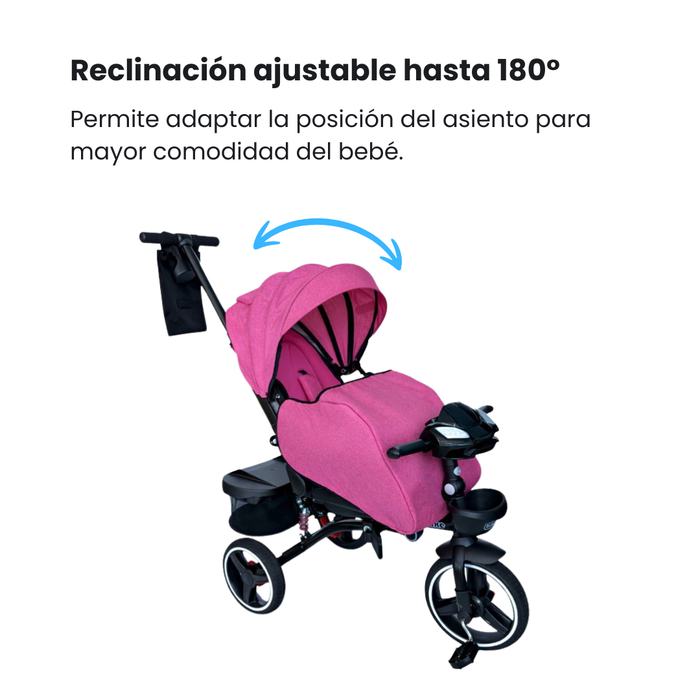 TRICICLO TRIKE PLUS CON COBERTOR MULTIETAPAS RS-4090-6 FUCSIA