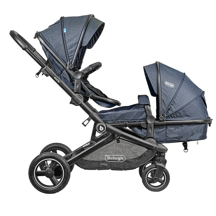 Coche Doble Travel System Bebeglo Dueto  Gris