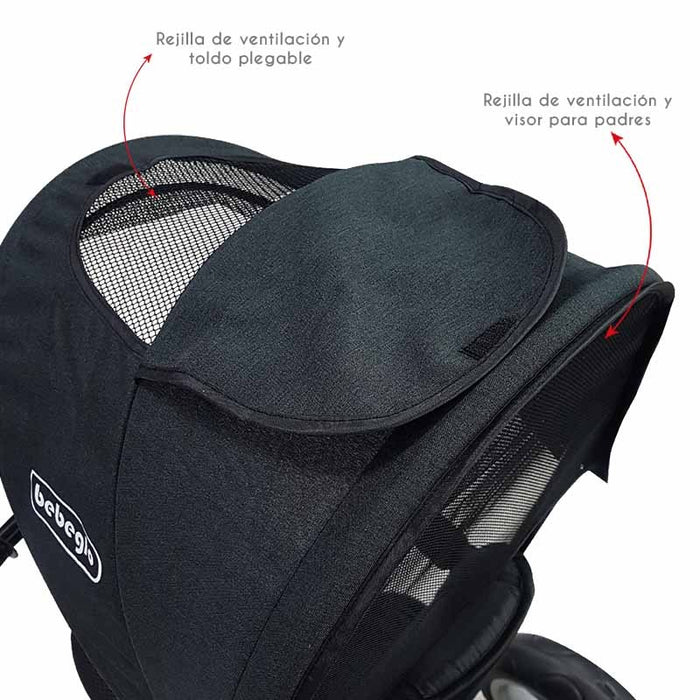 Triciclo Paseo Reversible Bebeglo St RS-4080-4 Negro