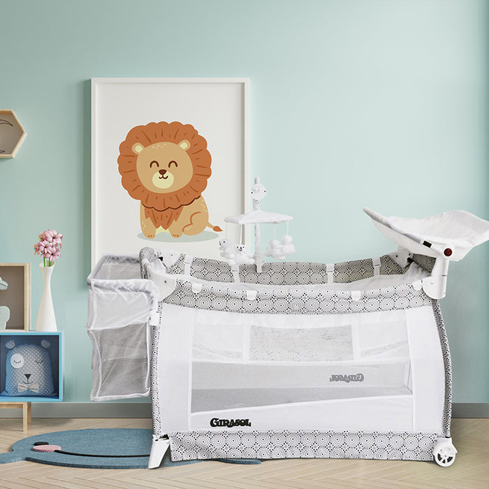 Cuna Corral Pack & Play 2 Alturas Con Móvil Musical